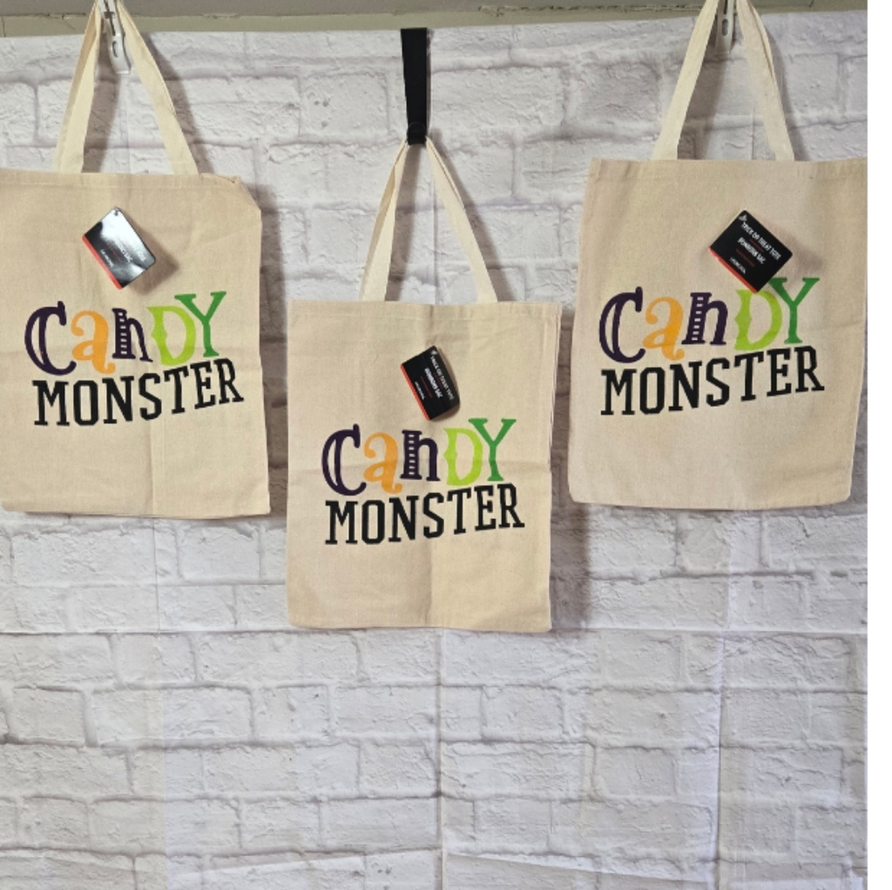 Candy Monster Canvas Tote Bag Set Of 3